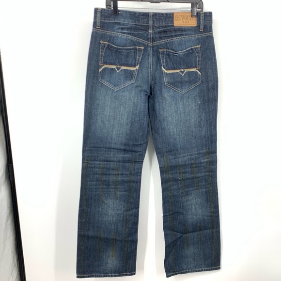 Vintage Y2K Men Jeans Revolve Size 32 x 32 Pants Dark Wash Distressed Cotton - Picture 4 of 8